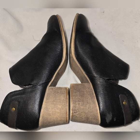 Vintage Route 66 Black Faux Leather Y2K Boho Western Bootie Boots Block Heels 10 - Picture 8 of 9